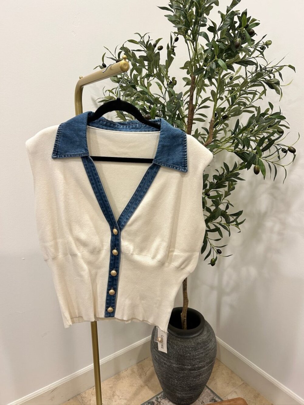 Commense White/Denim Vest
